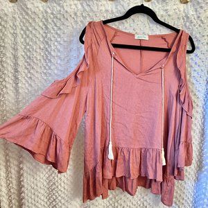 Muted Pink Ruffle Blouse